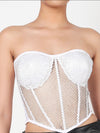 White rhinestone corset top