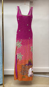 Sunset Mirage Tropical Beaded Column Gown