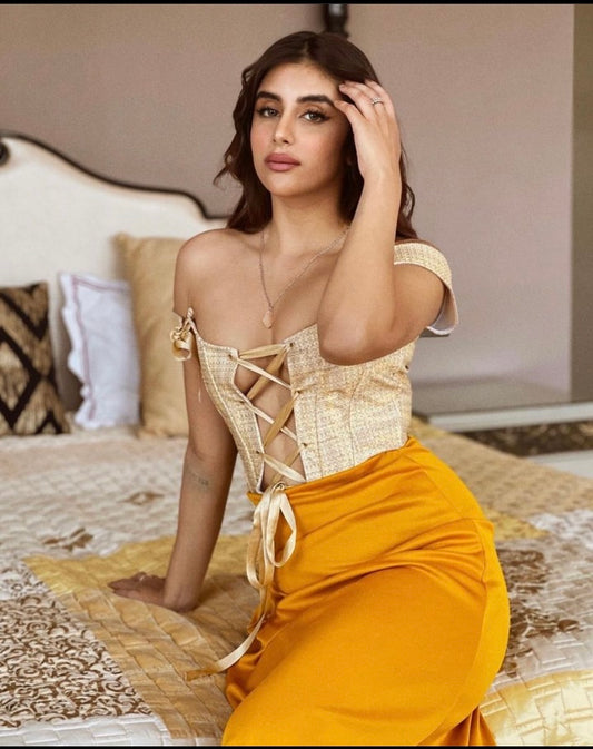 Yellow mellow corset top