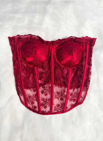 Jingle Red lacey corset top
