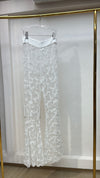 White mesh embroidered pants