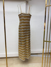 Gold & Ivory Wave Beaded Column Dress