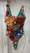 Green Garden Bloom Beaded Swimsuit