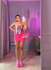 The Vogue Vanity in Purple leather V cut corset top