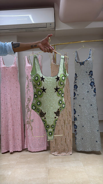 Kiwi Beaded Swimsuit