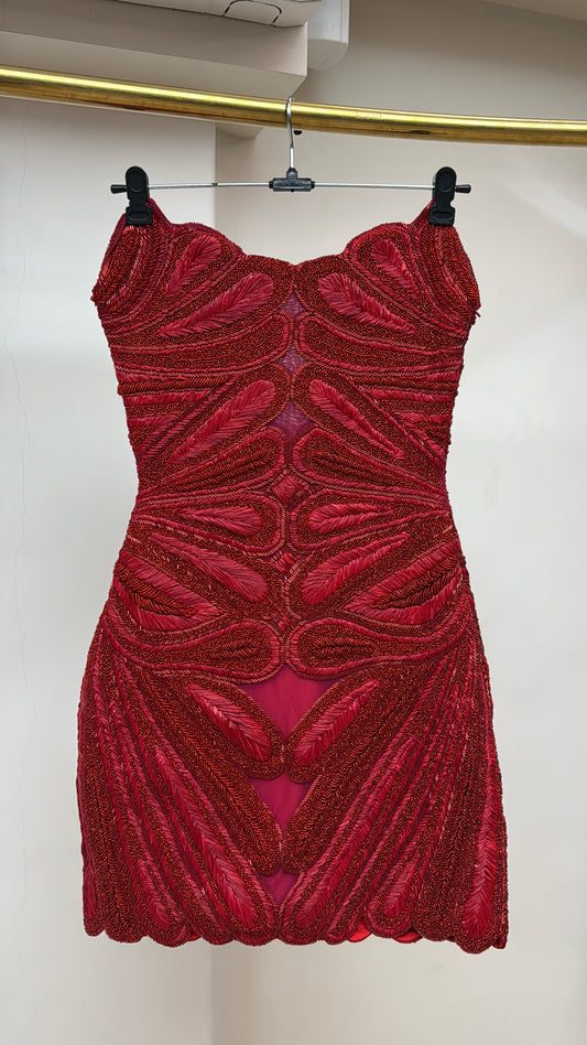 Crimson Ember Sculpted Mini Dress