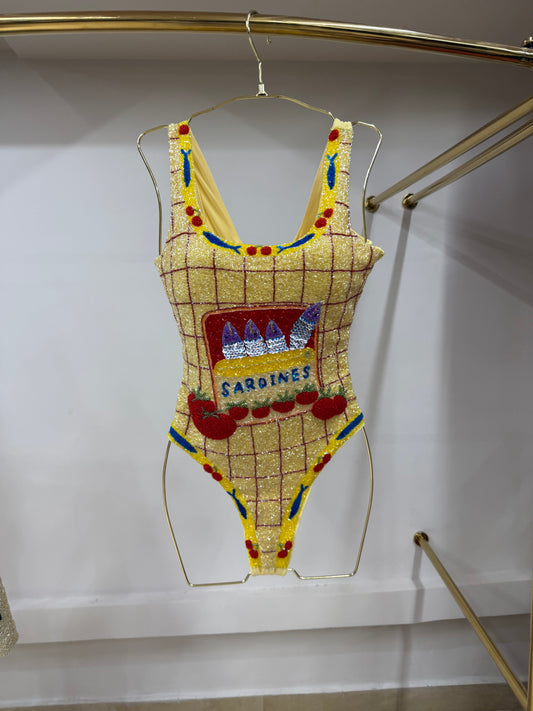 Sardine Butter Yellow beaded Swimwear