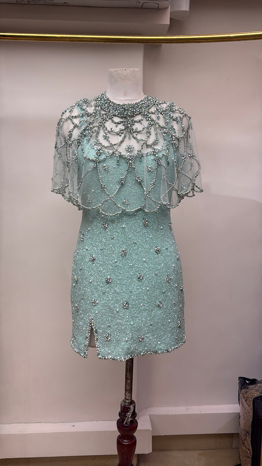 Mermaid On Mute Mint Beaded Dress