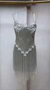Silver Rose Afterparty Beaded Fringe Mini