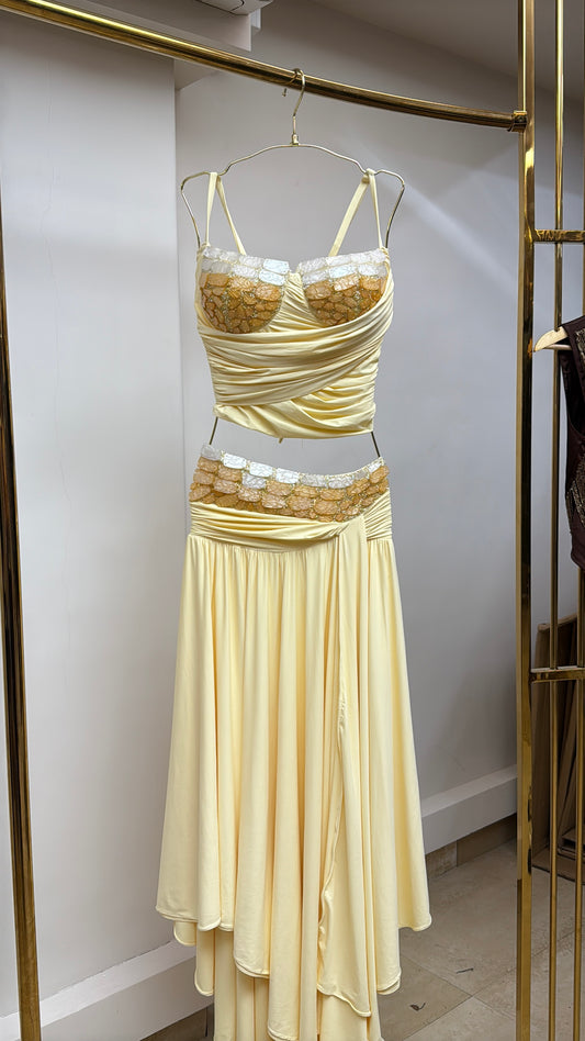 Butter yellow summer CO-ORD Skirt and Top