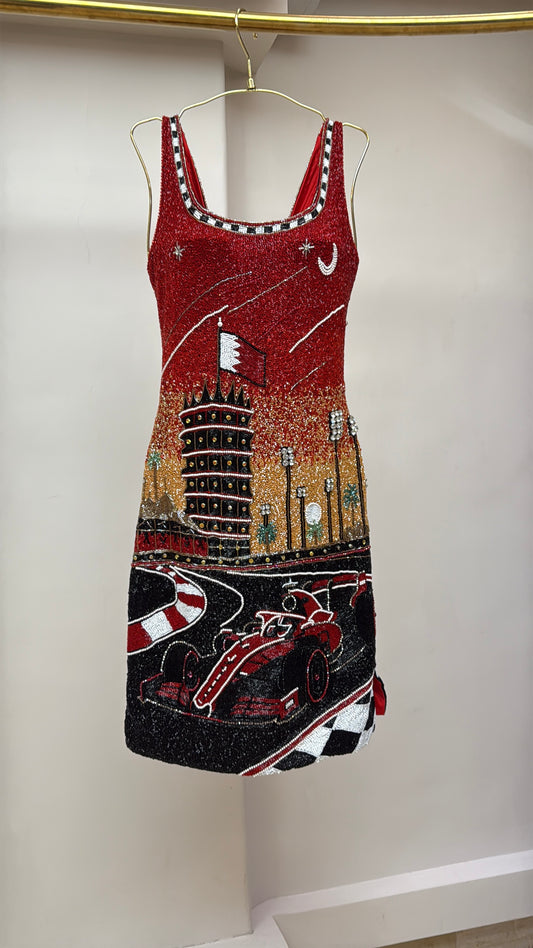 Rosso Royal Beaded F1 Dress 🏎️🌙