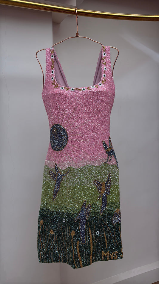 Strawberry Matcha Beaded Dress
