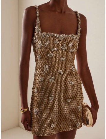 Champagne Confetti Beaded Dress