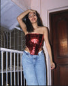 Red mirchi corset top