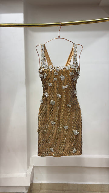 Champagne Confetti Beaded Dress