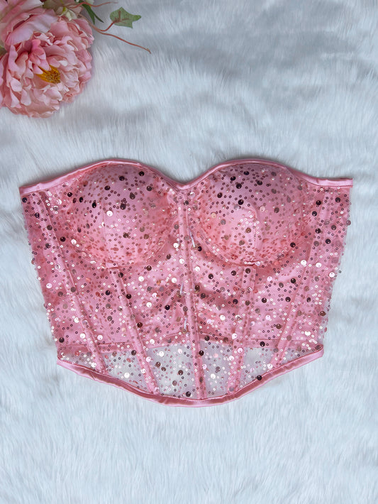 Pink Embellished Corset Top