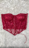 Red Ruby embellished corset top rhinestone