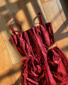 Mirchi Red Corset Top& Skirt Leather Coord Set