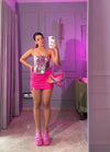 The Vogue Vanity in Purple leather V cut corset top