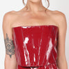 Red Scarlet Corset And Skirt Faux Leather Coord