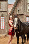 Red mirchi Leather Coord Set