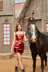 Red mirchi Leather Coord Set