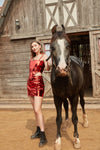Red mirchi Leather Coord Set