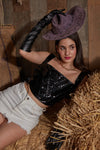 Black leather gloves