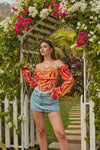 Marble printed Corset Top Full Sleeves