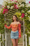 Marble printed Corset Top Full Sleeves