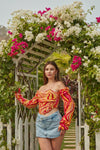 Marble printed Corset Top Full Sleeves