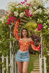 Marble printed Corset Top Full Sleeves