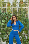Blue Blazer Corset Top and Pants Coords