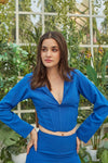 Blue Blazer Corset Top and Pants Coords
