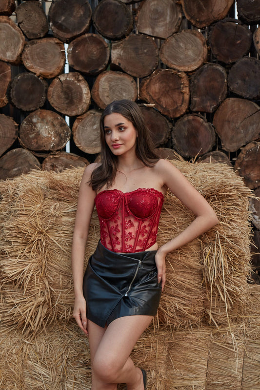Jingle Red Lacey Corset Top