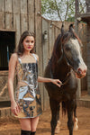 Silver Leather corset Top