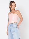 Holographic Leather Corset Top