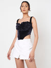 Frill velvet corset