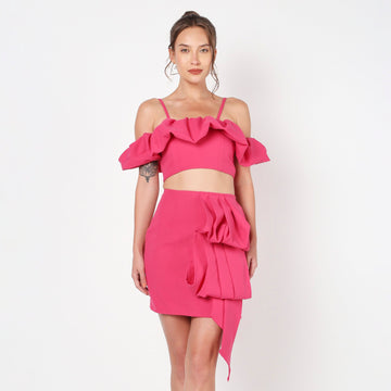 Tate Pink Frill Top And Skirt