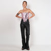 Purple Leather Corset V Cut