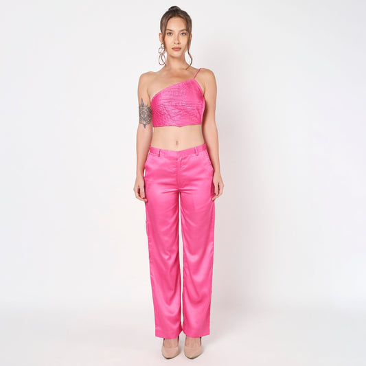 Pink Pleated Backless Co ord Set