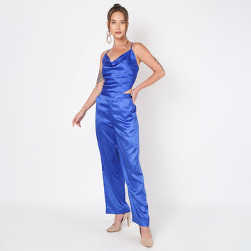 Blue satin co ord set