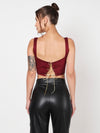 Red Suede Rhinestone Corset Top