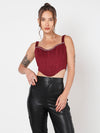 Red Suede Rhinestone Corset Top