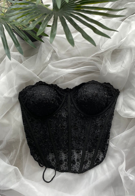 50 shades of black lacey corset